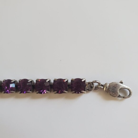 FRANGOS Purple Crystal Stone Tennis Bracelet Set in Silver Finish - Picture 5 of 6